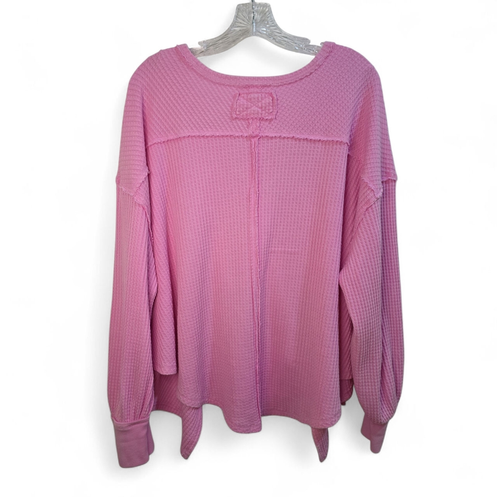 Free People‎ Coraline Thermal Top Women Small Oversize Waffle Knit Swing Blouse - Picture 6 of 7